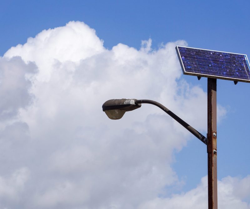 Solar powered street light pole, San Jose, California